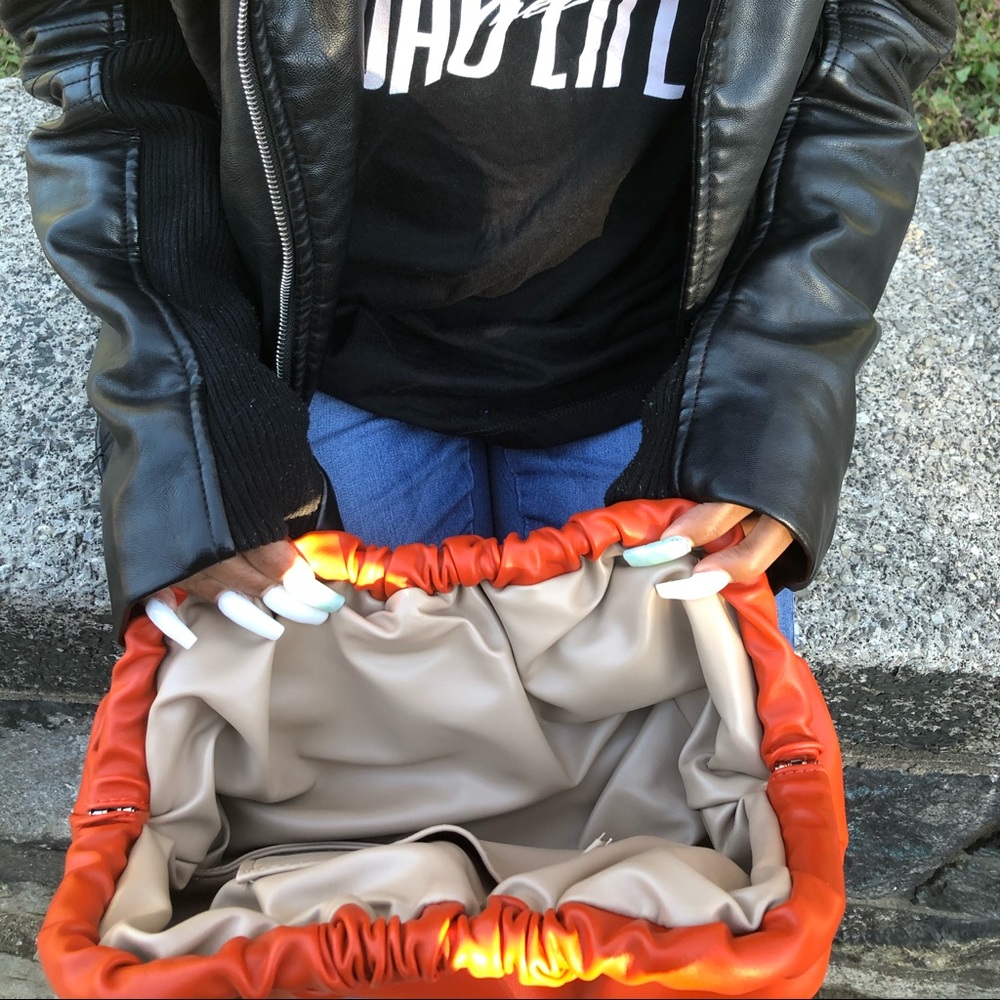 Orange Ruched Clutch - Picture 6 of 6